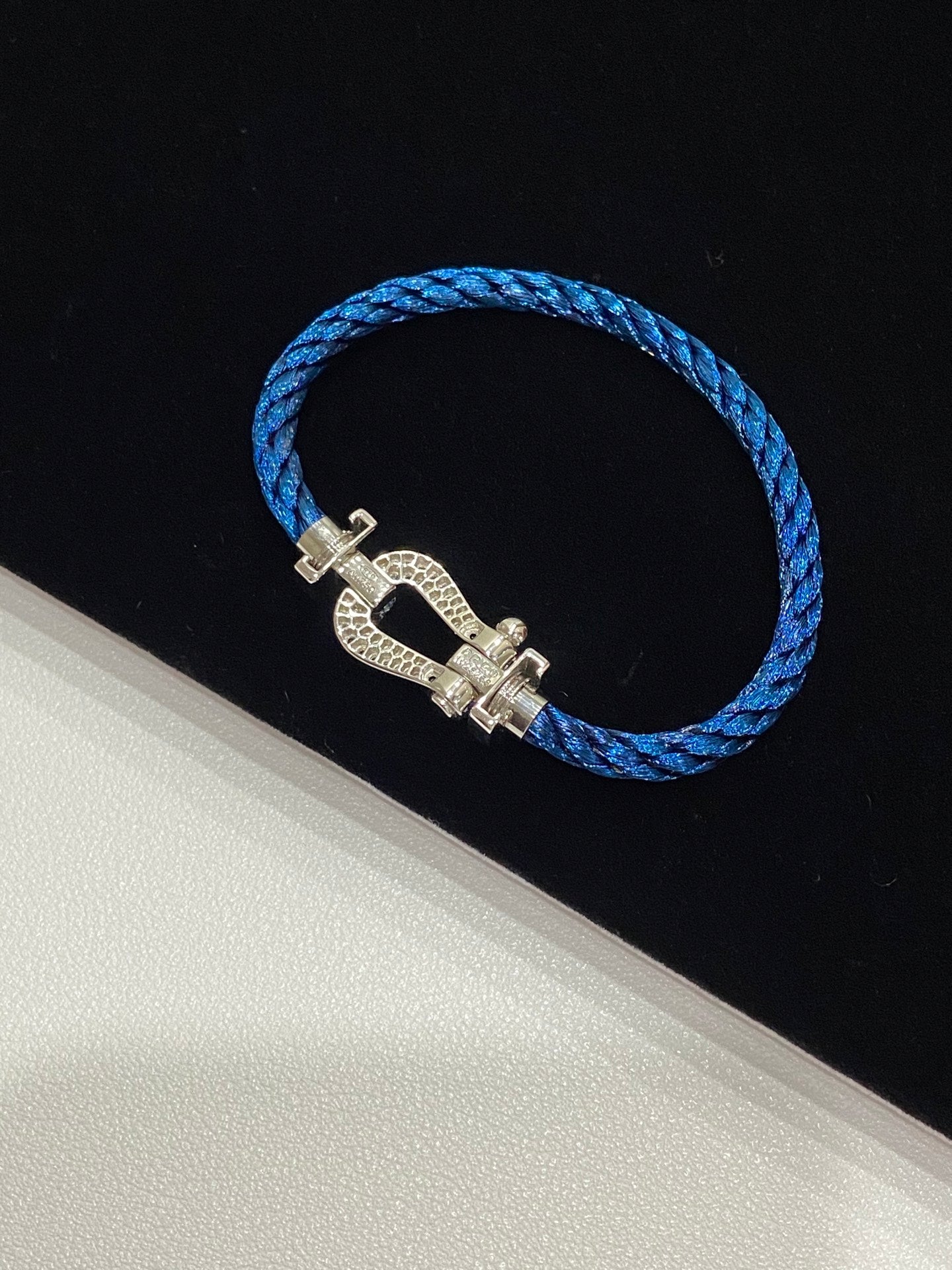 Full diamond U-shaped buckle gradient color couple bracelet