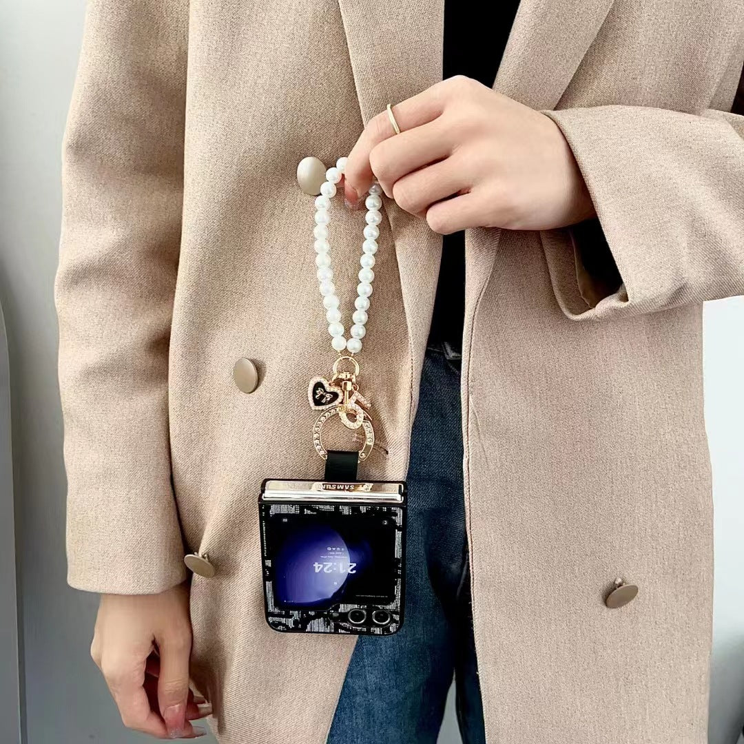 Hand-Held Pearl Chain Letter Flip Case