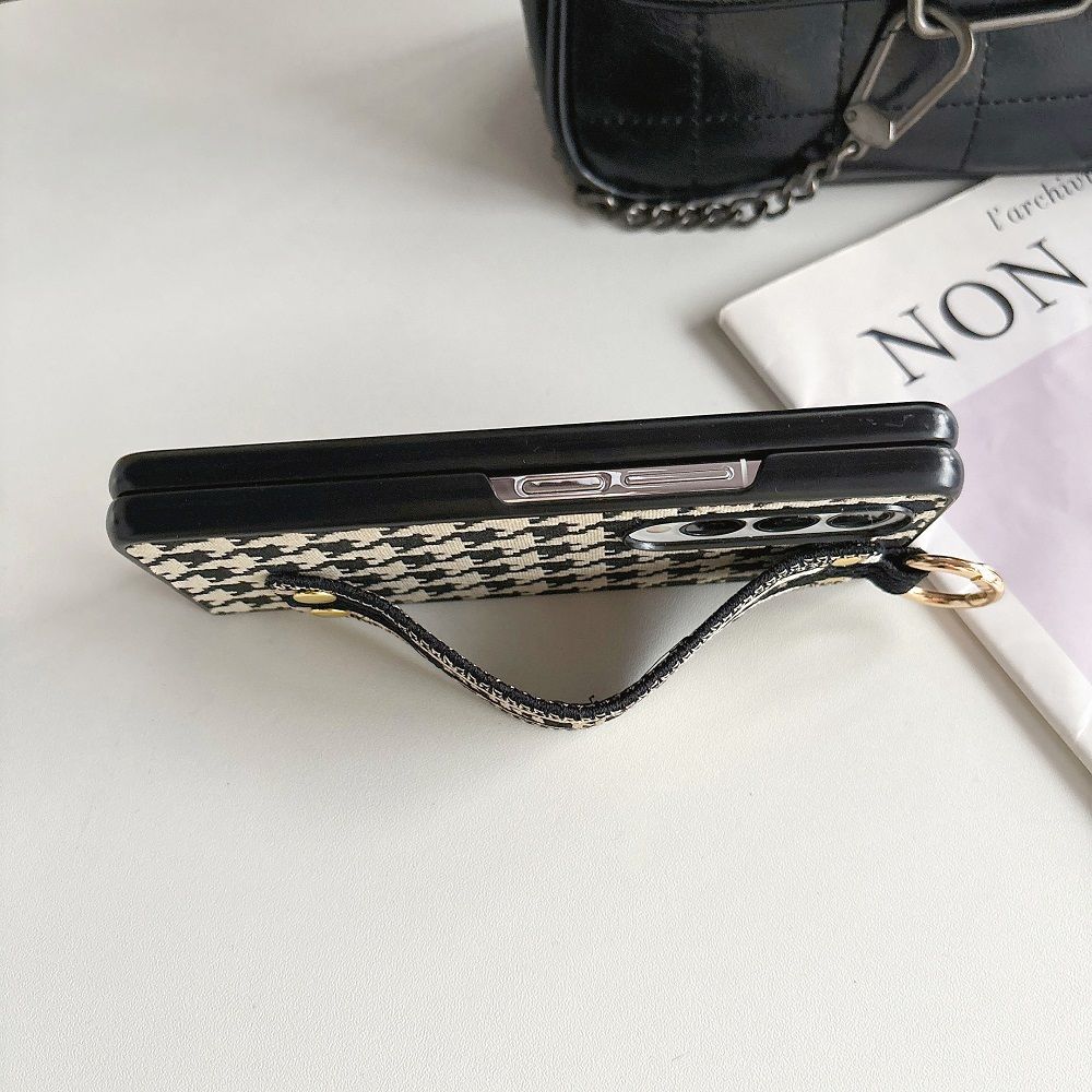 Fashion Canvas Embossed Wristband Flip Case