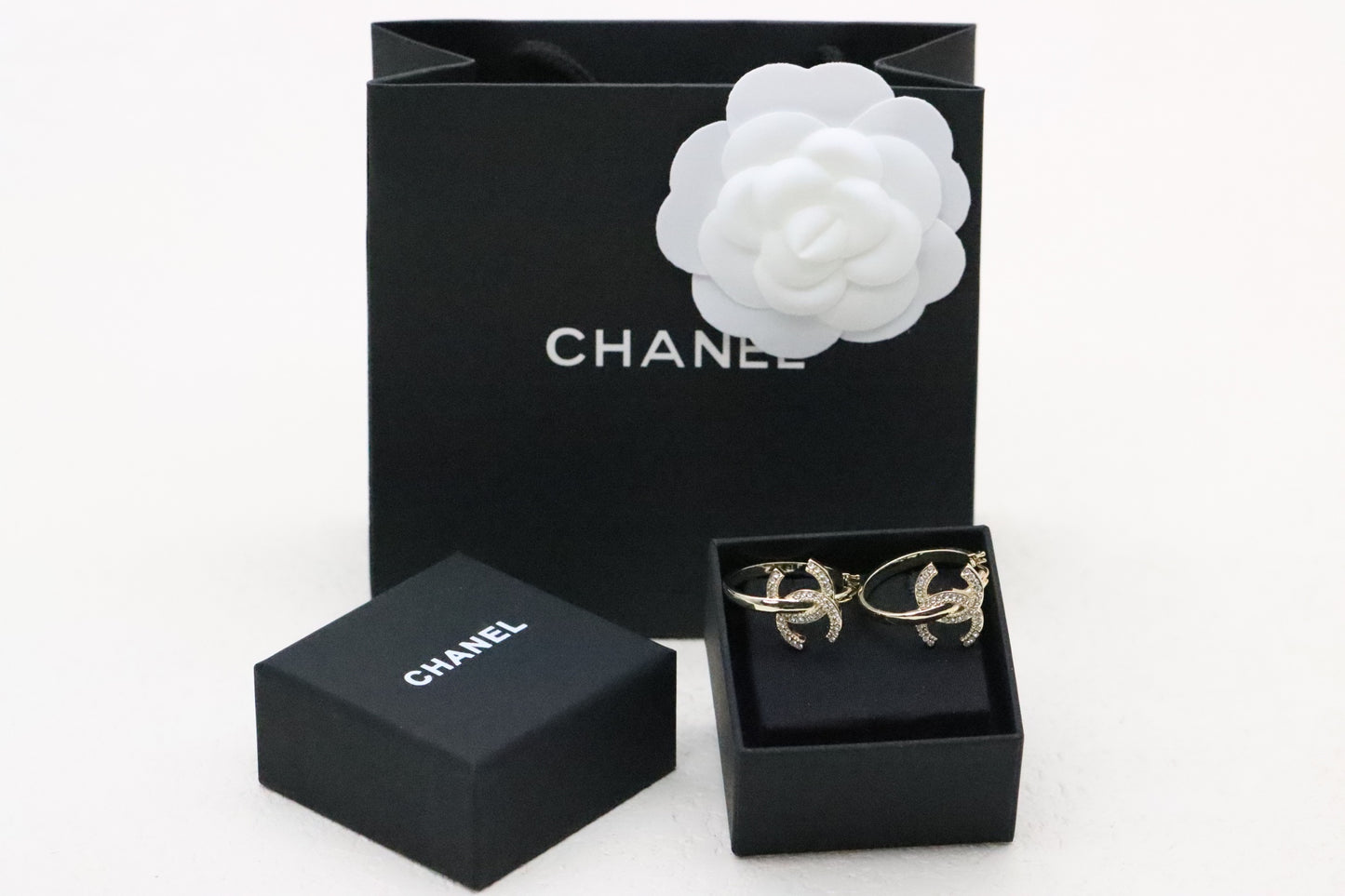 Full diamond double C hoop earrings