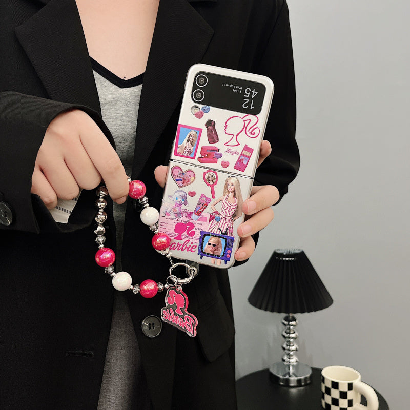 Magnetic Holder Cartoon Girl Bracelet Flip Case