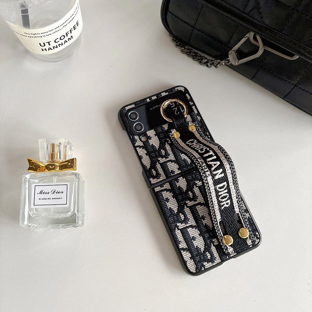 Fashion Canvas Embossed Wristband Flip Case