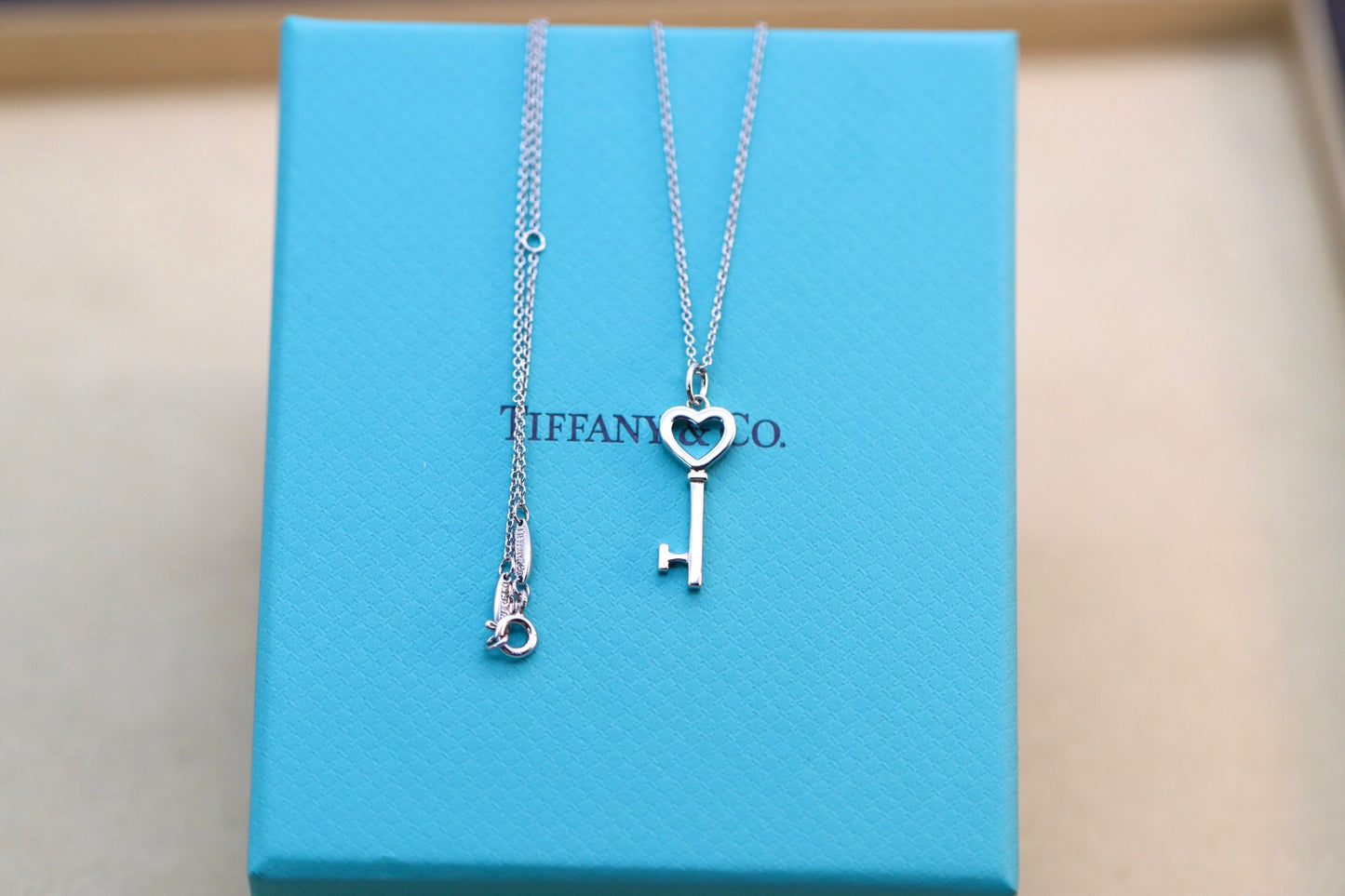Silver Heart Key Necklace 925 Sterling Silver
