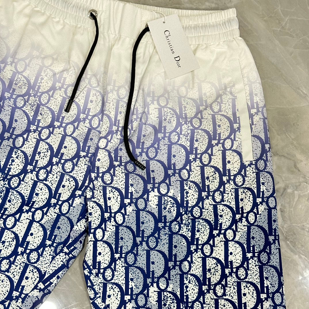 New classic white and blue particle gradient casual beach shorts