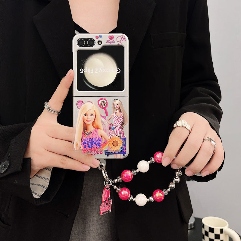 Magnetic Holder Cartoon Girl Bracelet Flip Case