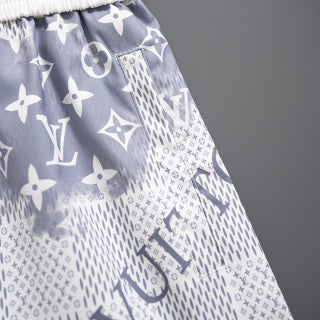 White and gray gradient white beach quick-drying shorts