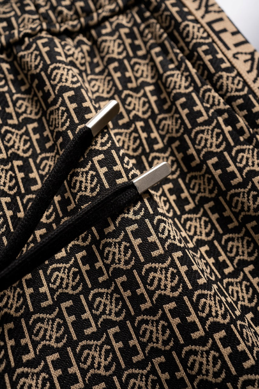 New knitted straight stripe patchwork shorts