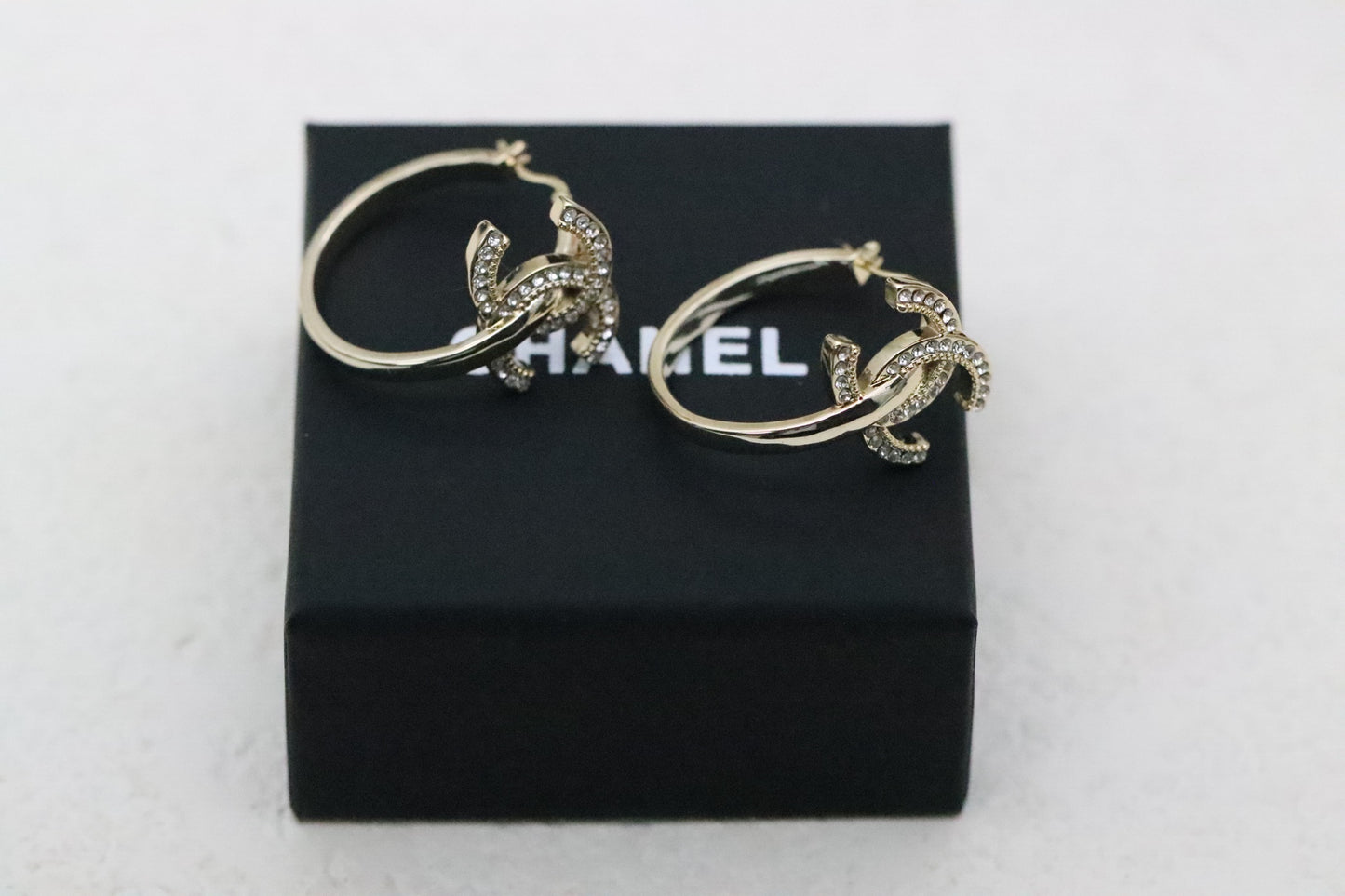 Full diamond double C hoop earrings