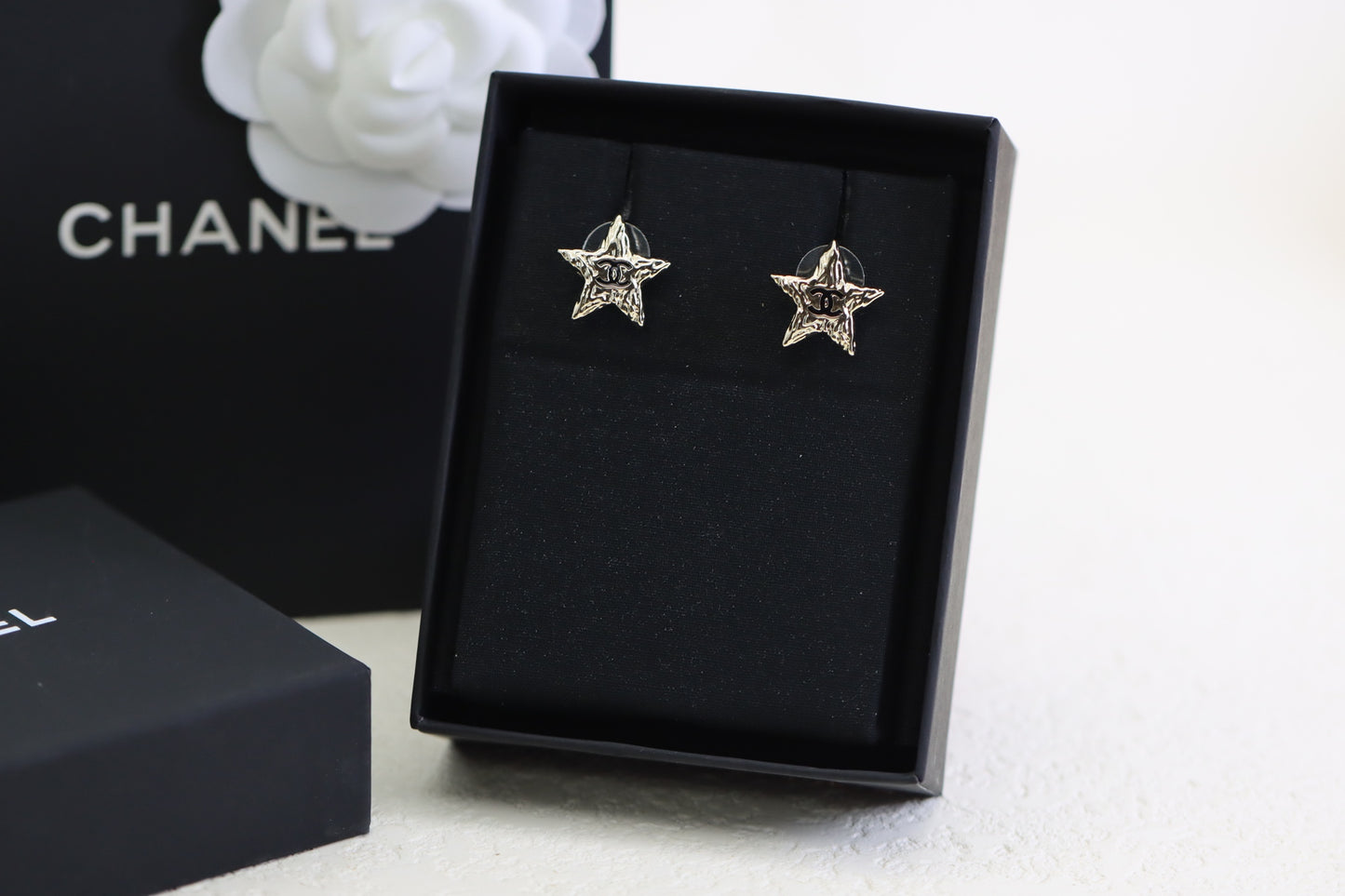 Gold Double C Lava Star Earrings
