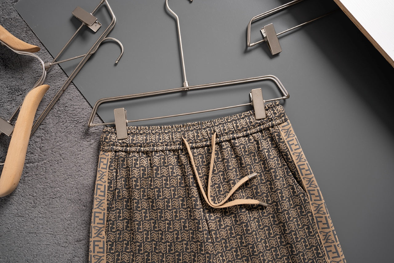 New knitted straight stripe patchwork shorts