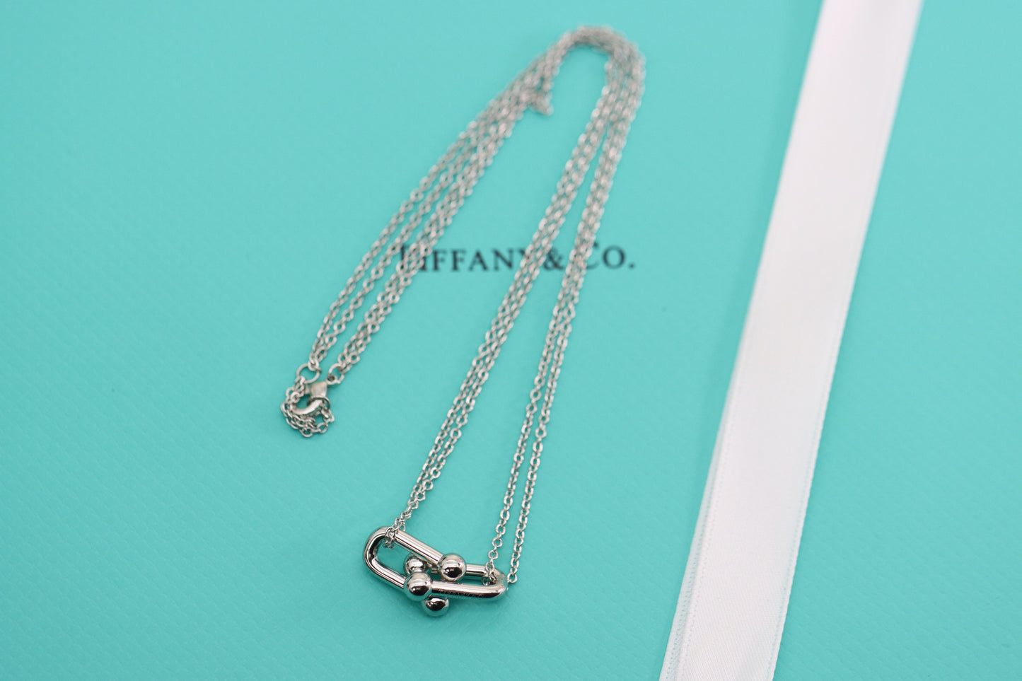 U-shaped double chain necklace