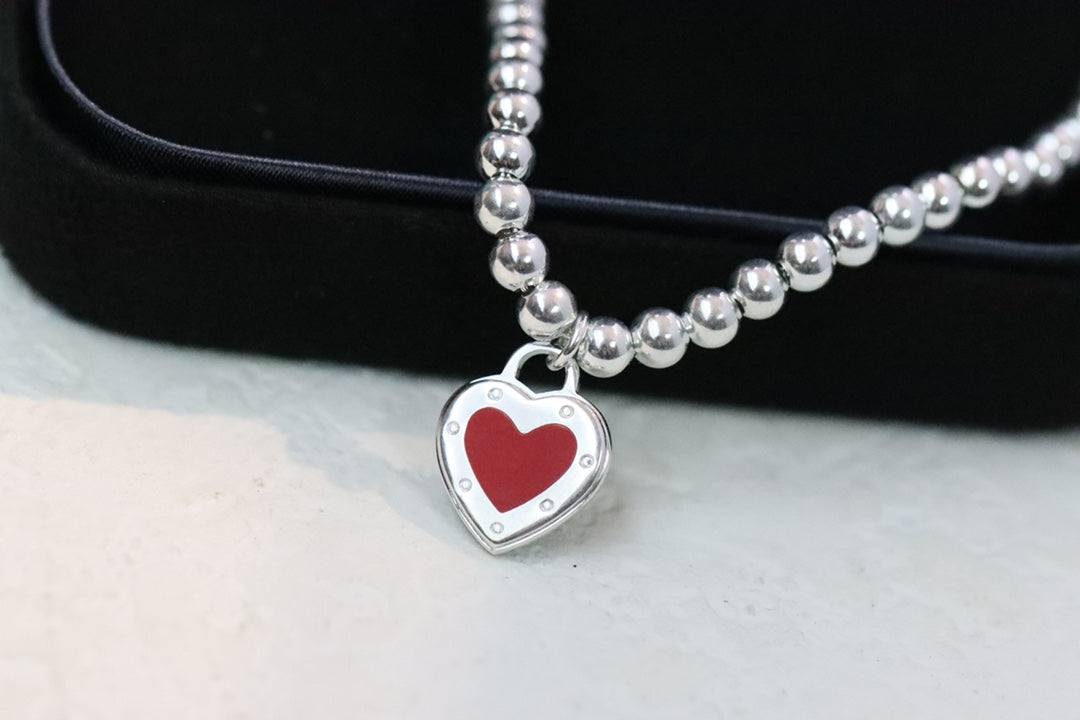 Heart-Shaped Pin Buckle Clavicle Necklace 925 Sterling Silver