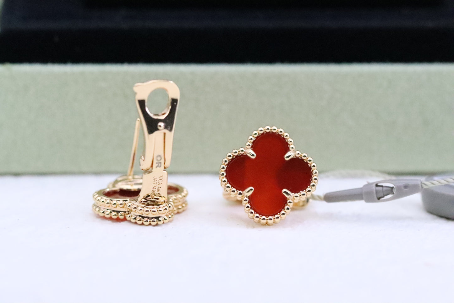 Carnelian Four-Leaf Clover Earrings