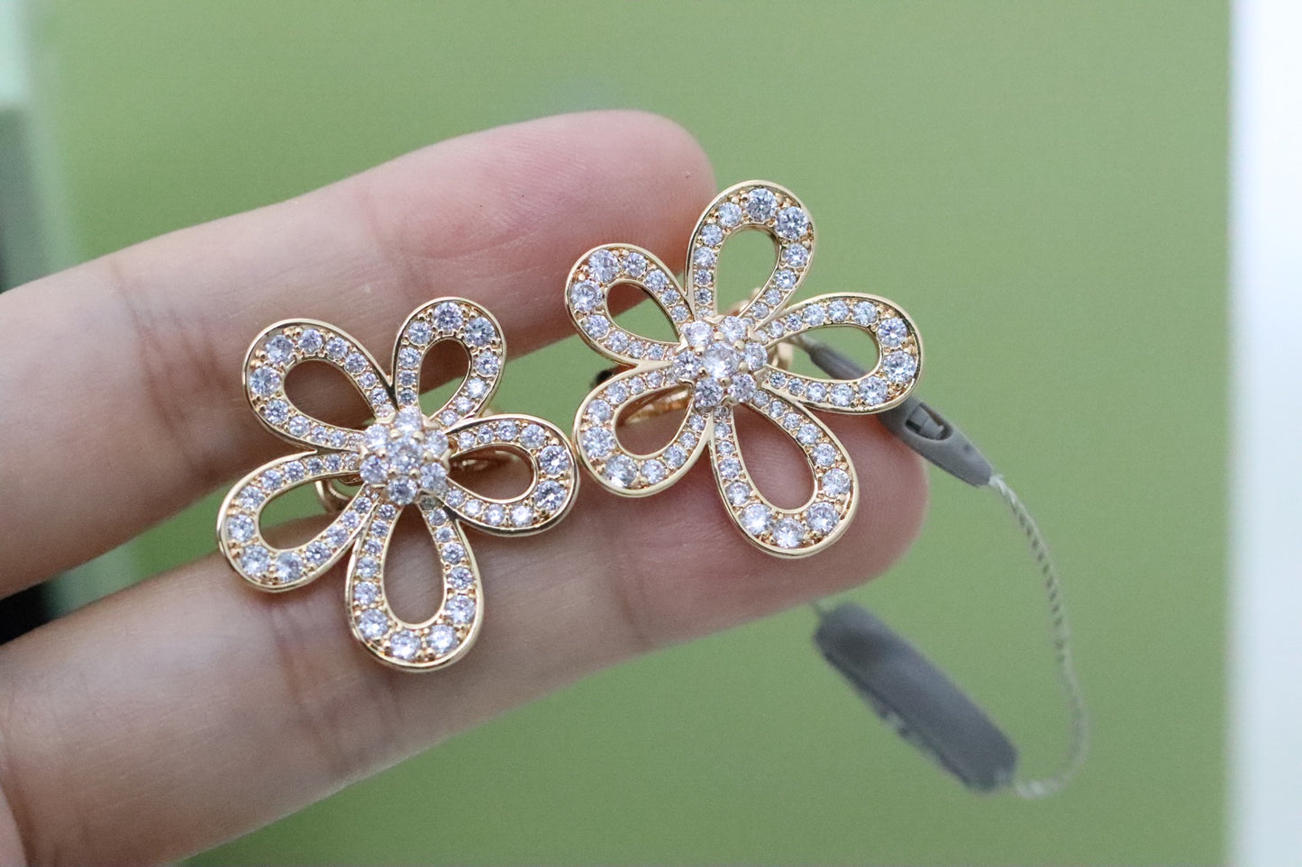 Diamond Lace Flower Earrings