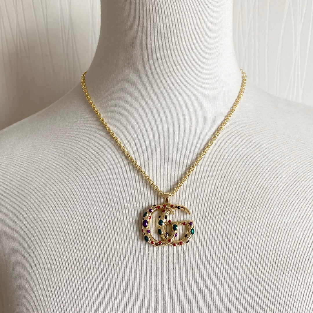 Irregular Colored Letter Pendant Necklace