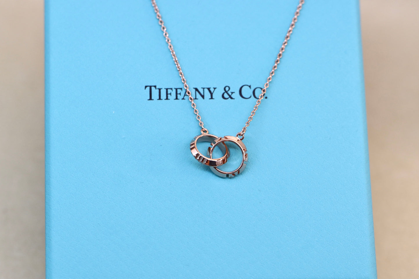 Rose Gold Roman Double Ring Clavicle Necklace