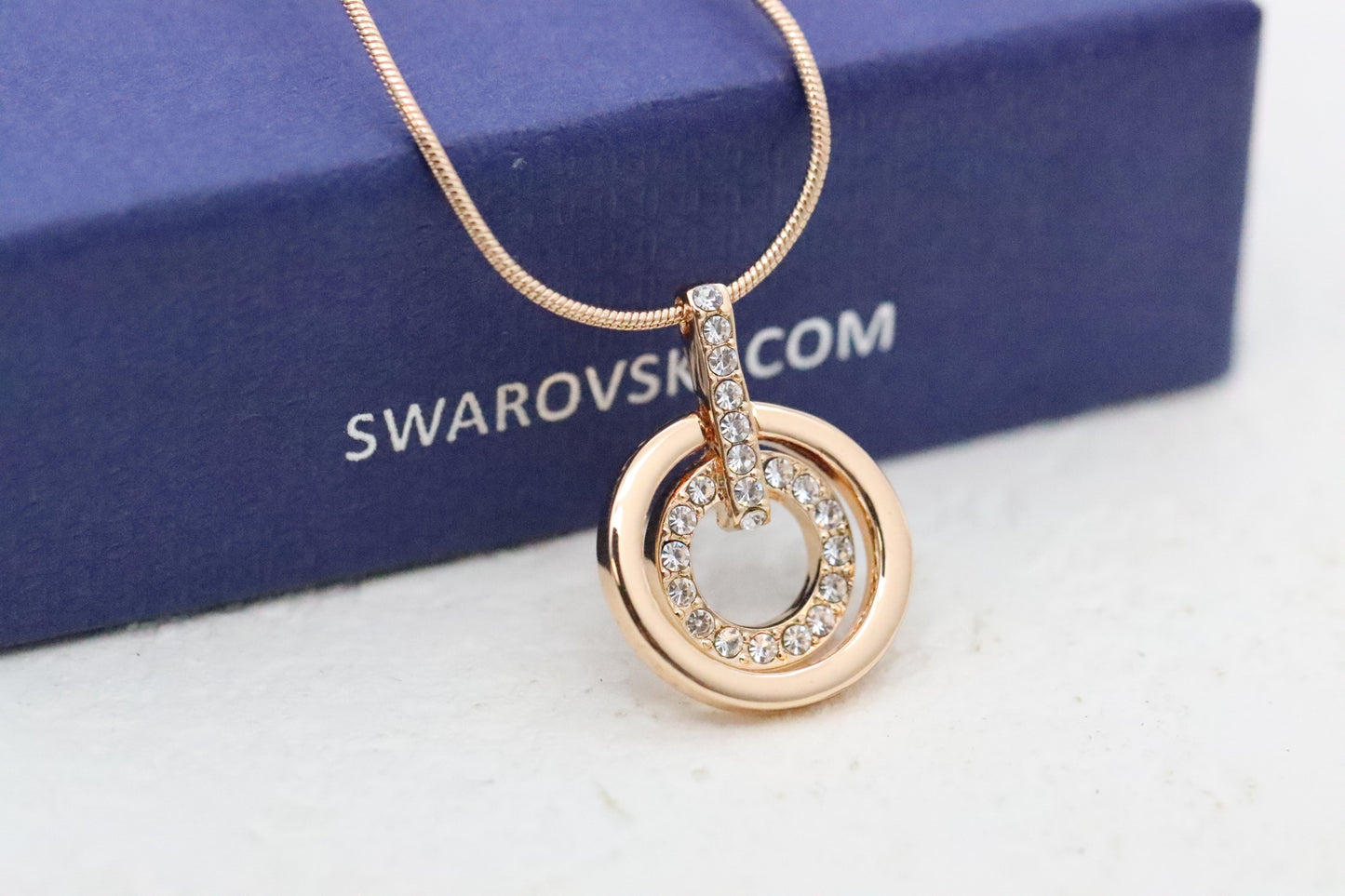 Rose Gold Diamond Concentric Circle Clavicle Necklace