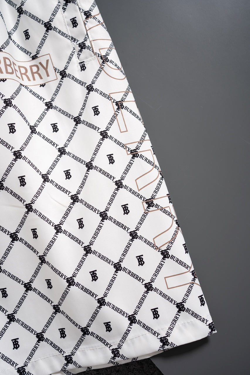 Classic print casual quick-drying white beach shorts