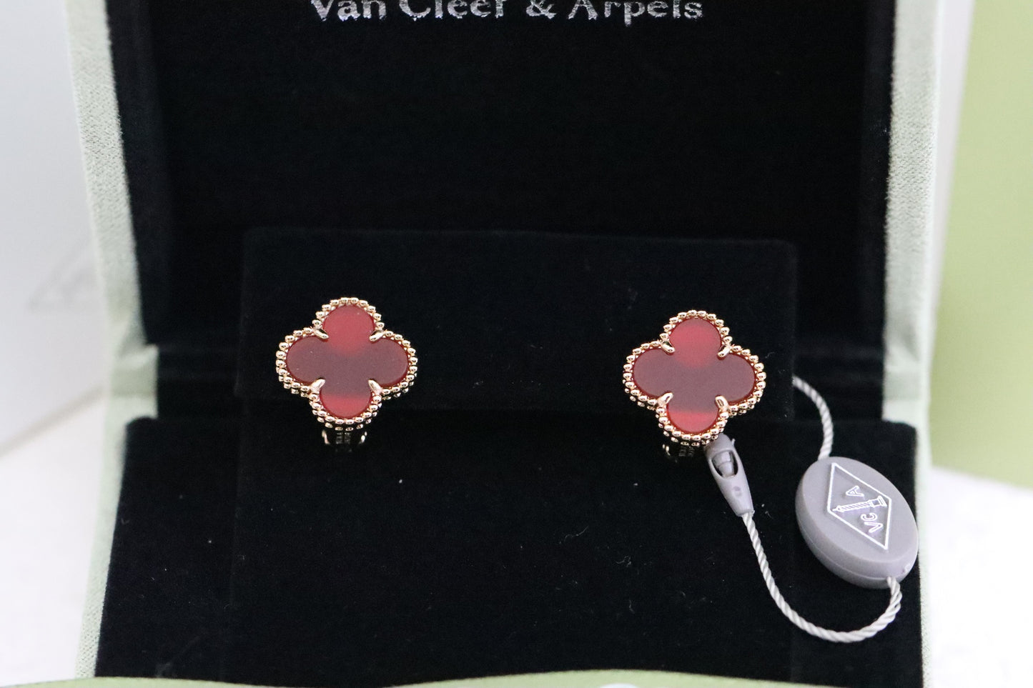 Carnelian Four-Leaf Clover Earrings