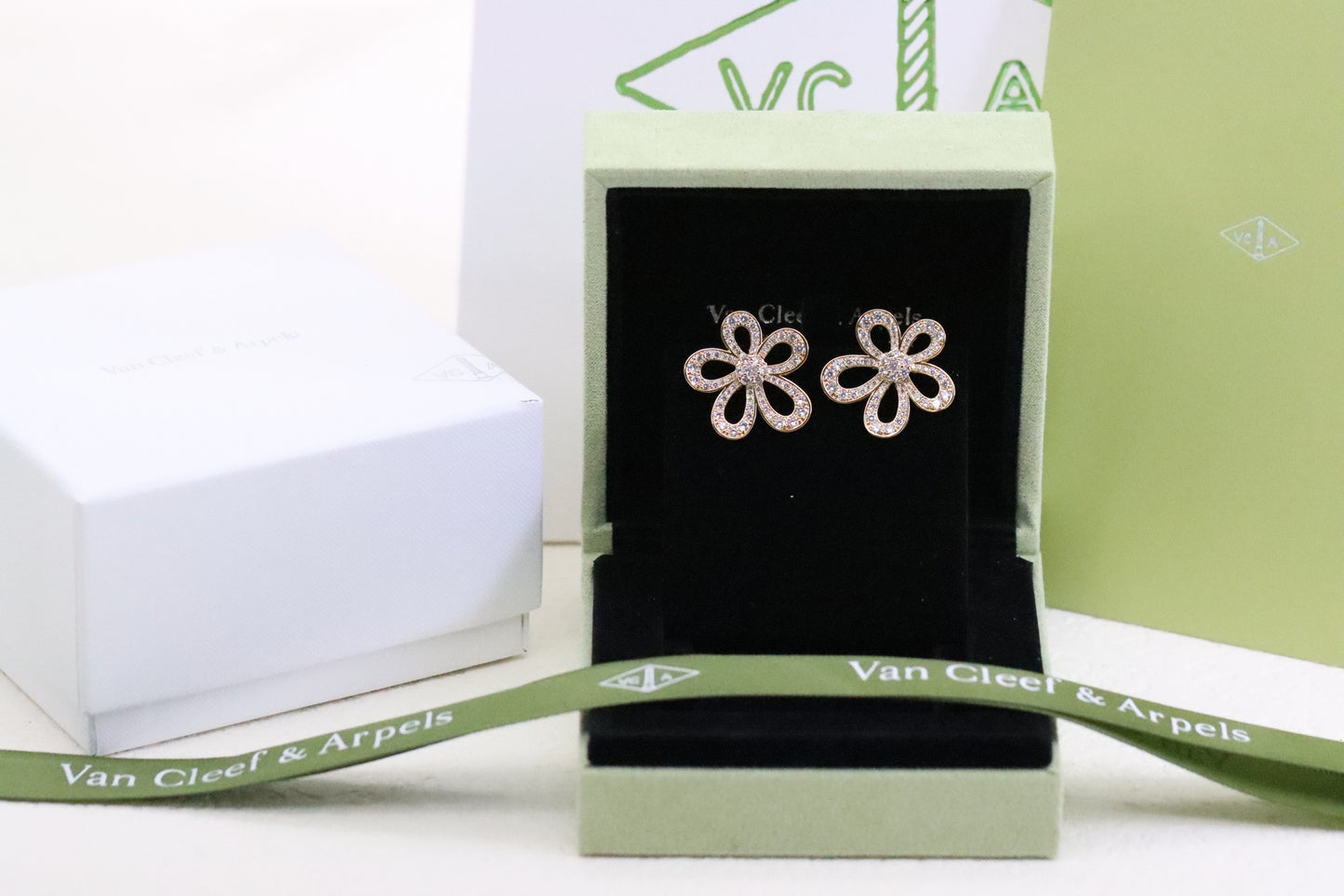 Diamond Lace Flower Earrings