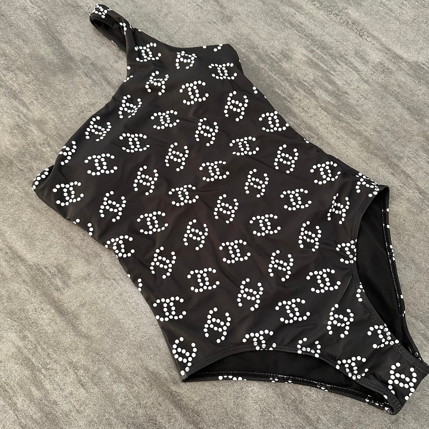 New Black Fashion Pattern One-Piece Swimsuit C-24504