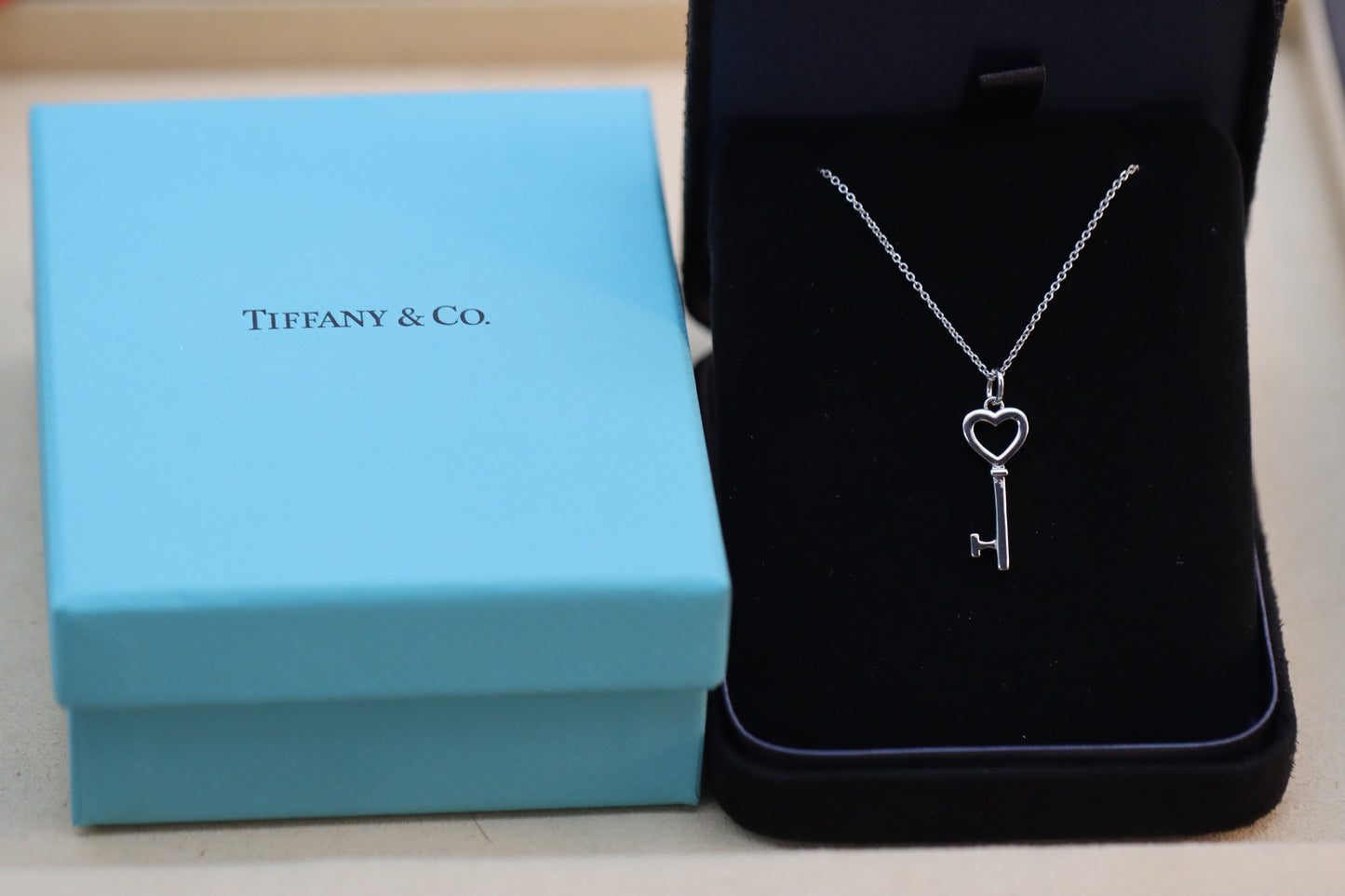 Silver Heart Key Necklace 925 Sterling Silver