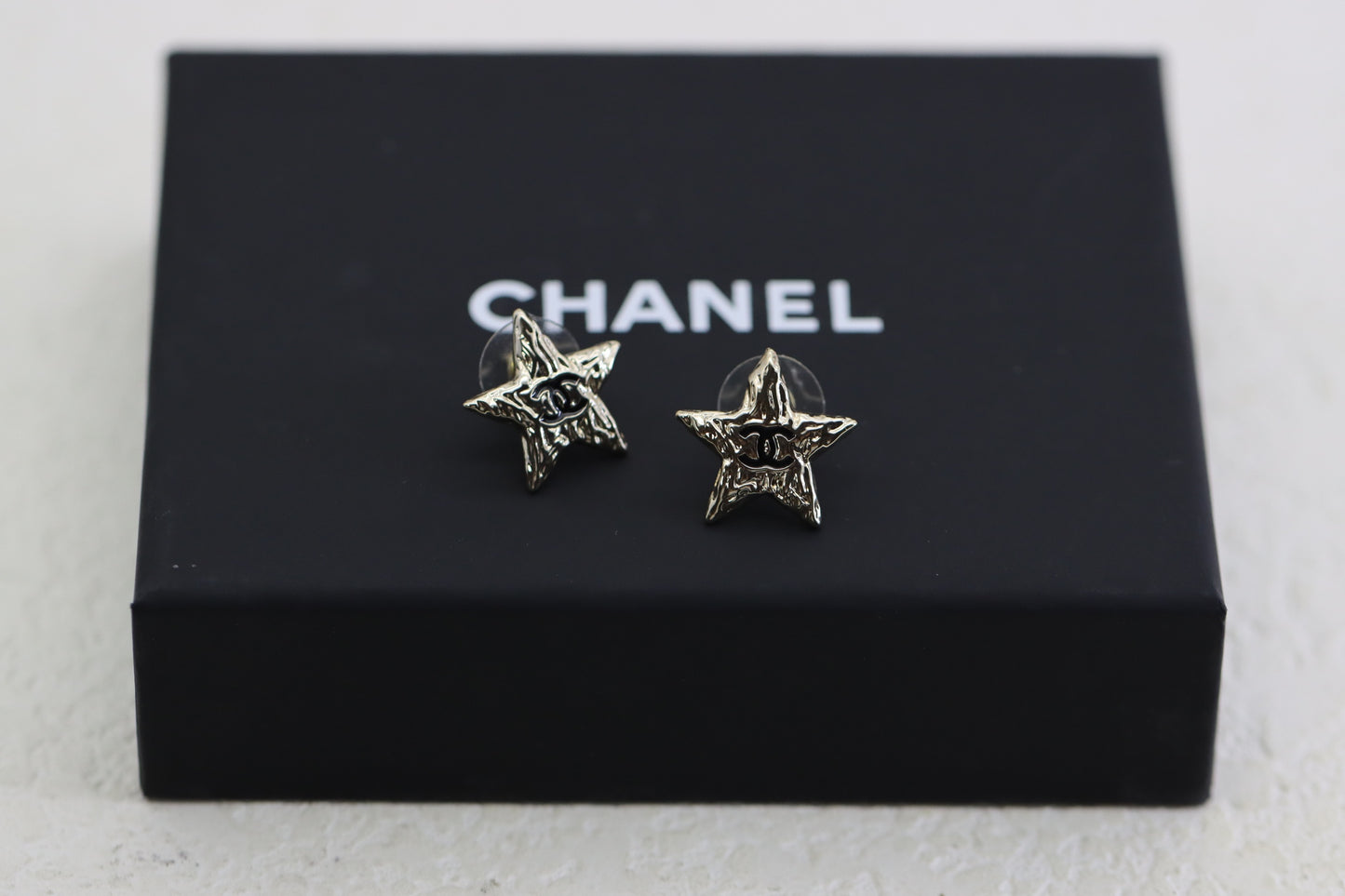 Gold Double C Lava Star Earrings