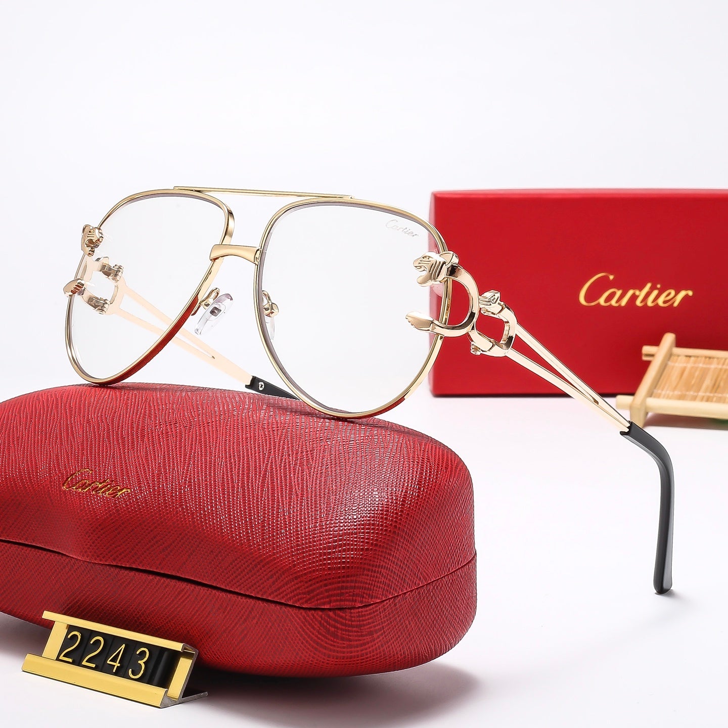 7-color retro gold frame sunglasses 2243