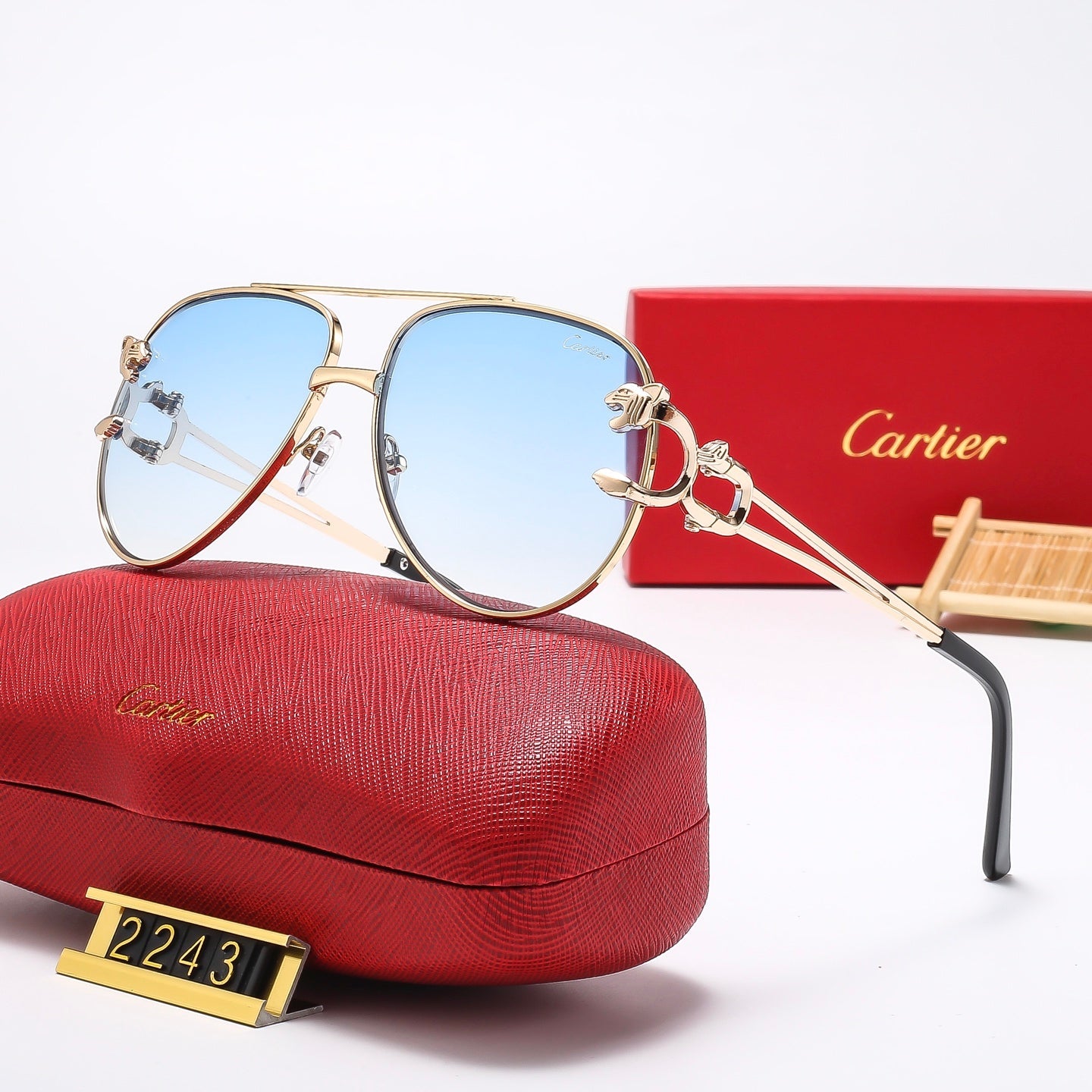 7-color retro gold frame sunglasses 2243