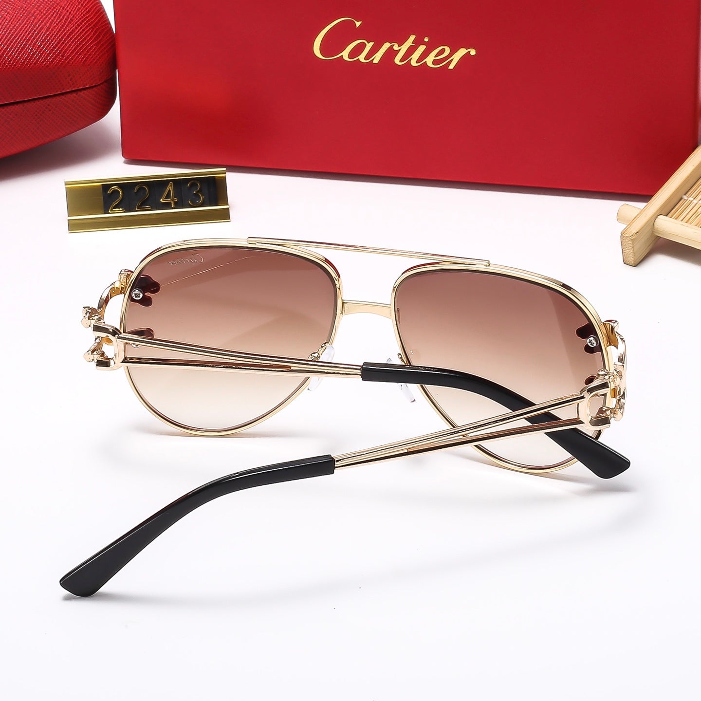 7-color retro gold frame sunglasses 2243