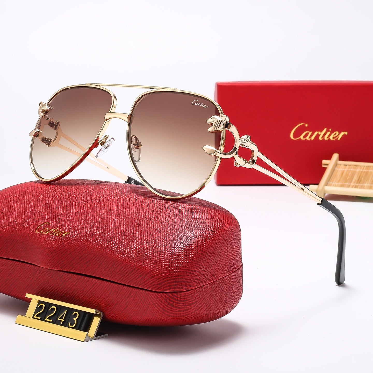 7-color retro gold frame sunglasses 2243