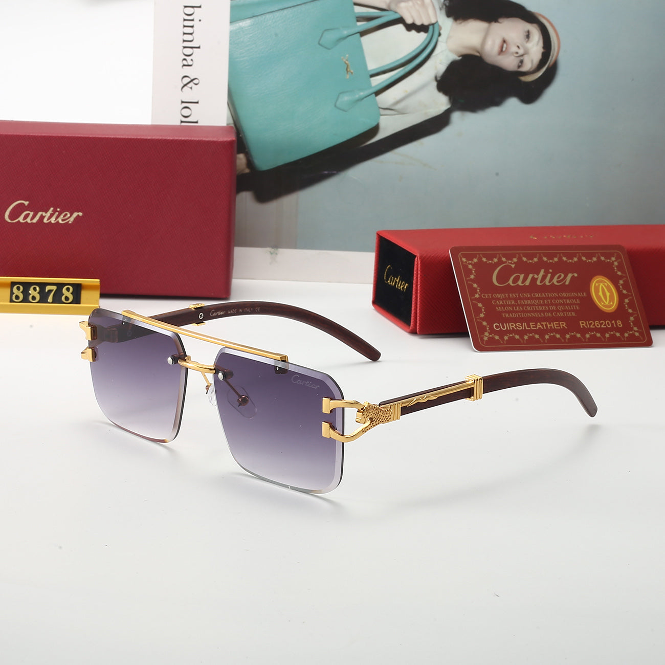 5 colors of trendy rimless sunglasses 8878
