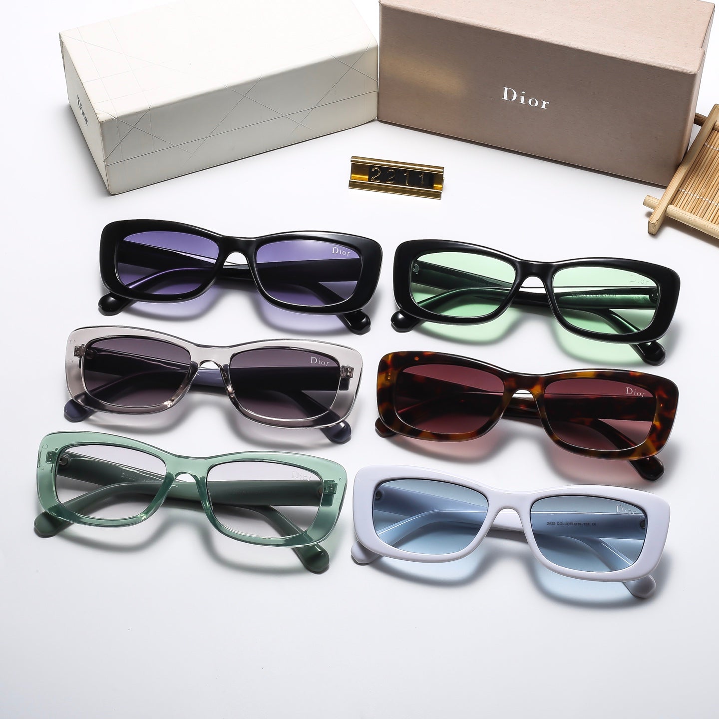 6 colors trendy HD lens sunglasses 2211
