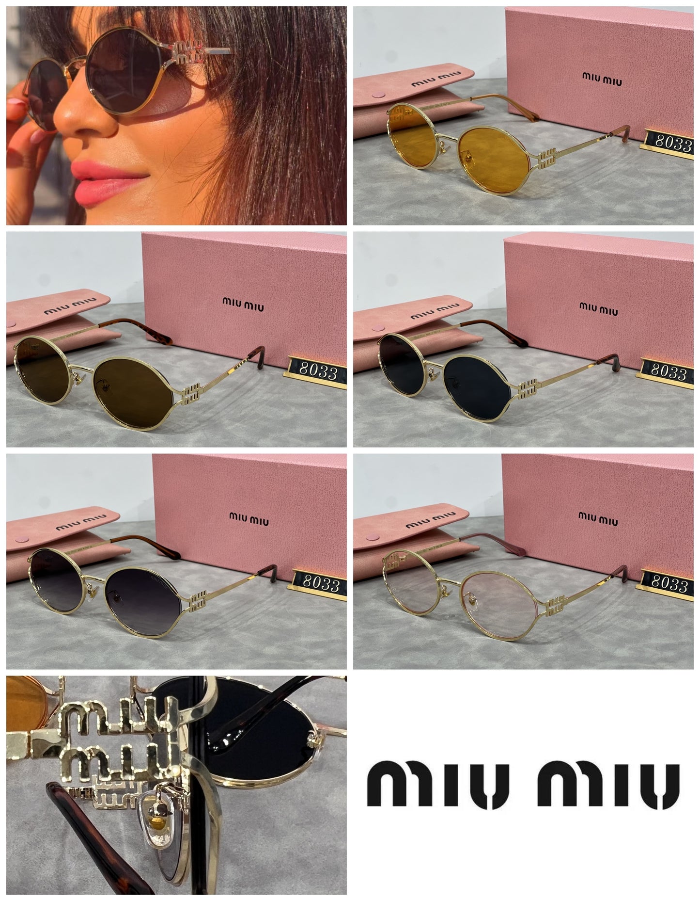 New trendy oval metal anti-glare sunglasses 8033