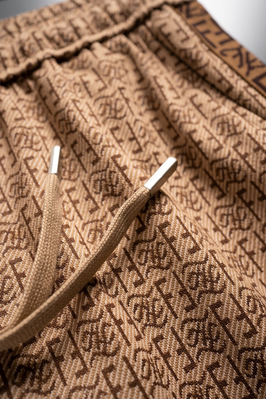 New knitted straight stripe patchwork shorts