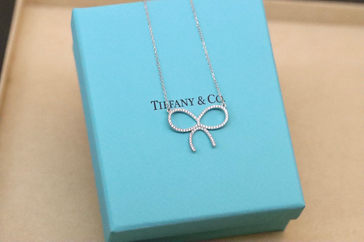 Silver Bow Diamond Clavicle Necklac