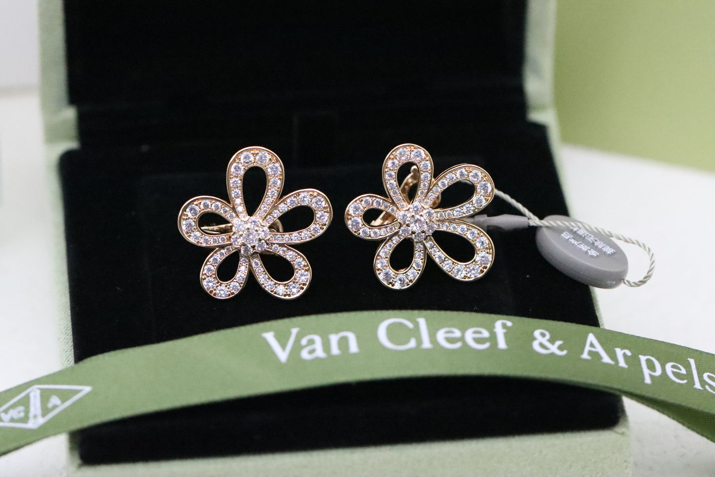 Diamond Lace Flower Earrings