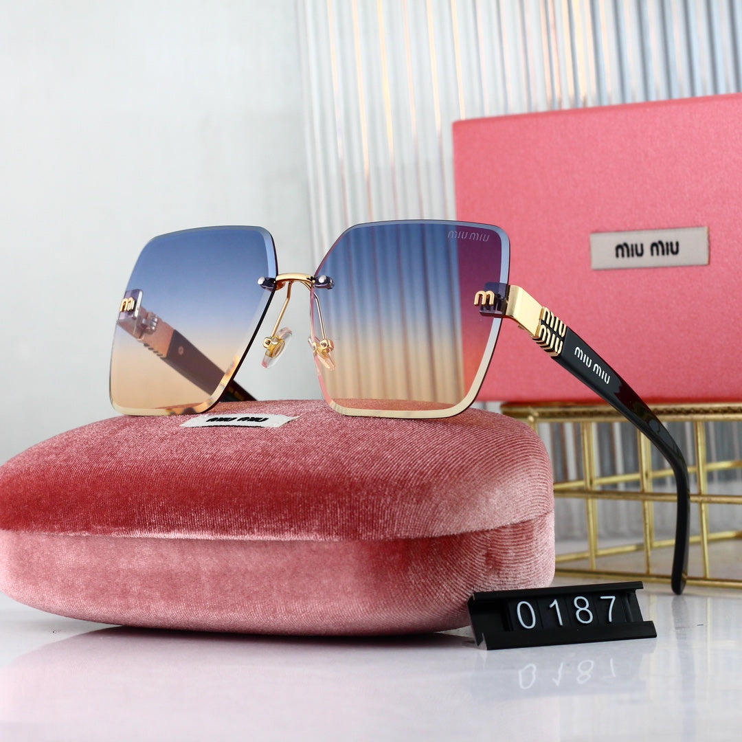 6-color high-definition lens frameless design sunglasses 0187