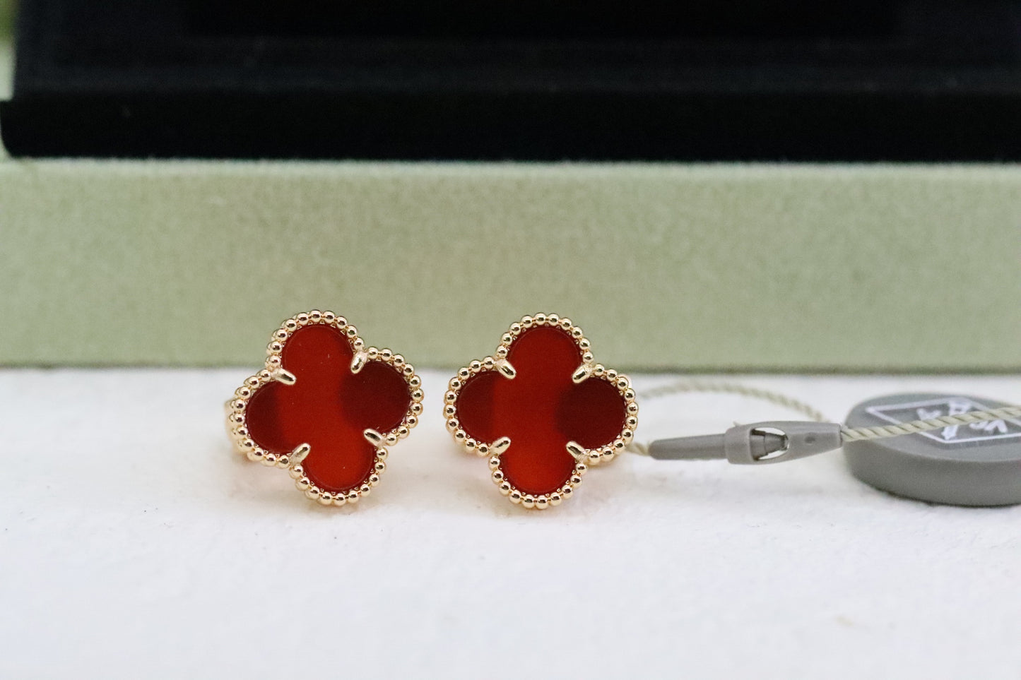 Carnelian Four-Leaf Clover Earrings