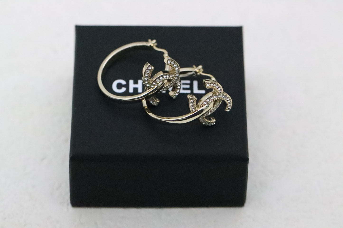 Full diamond double C hoop earrings