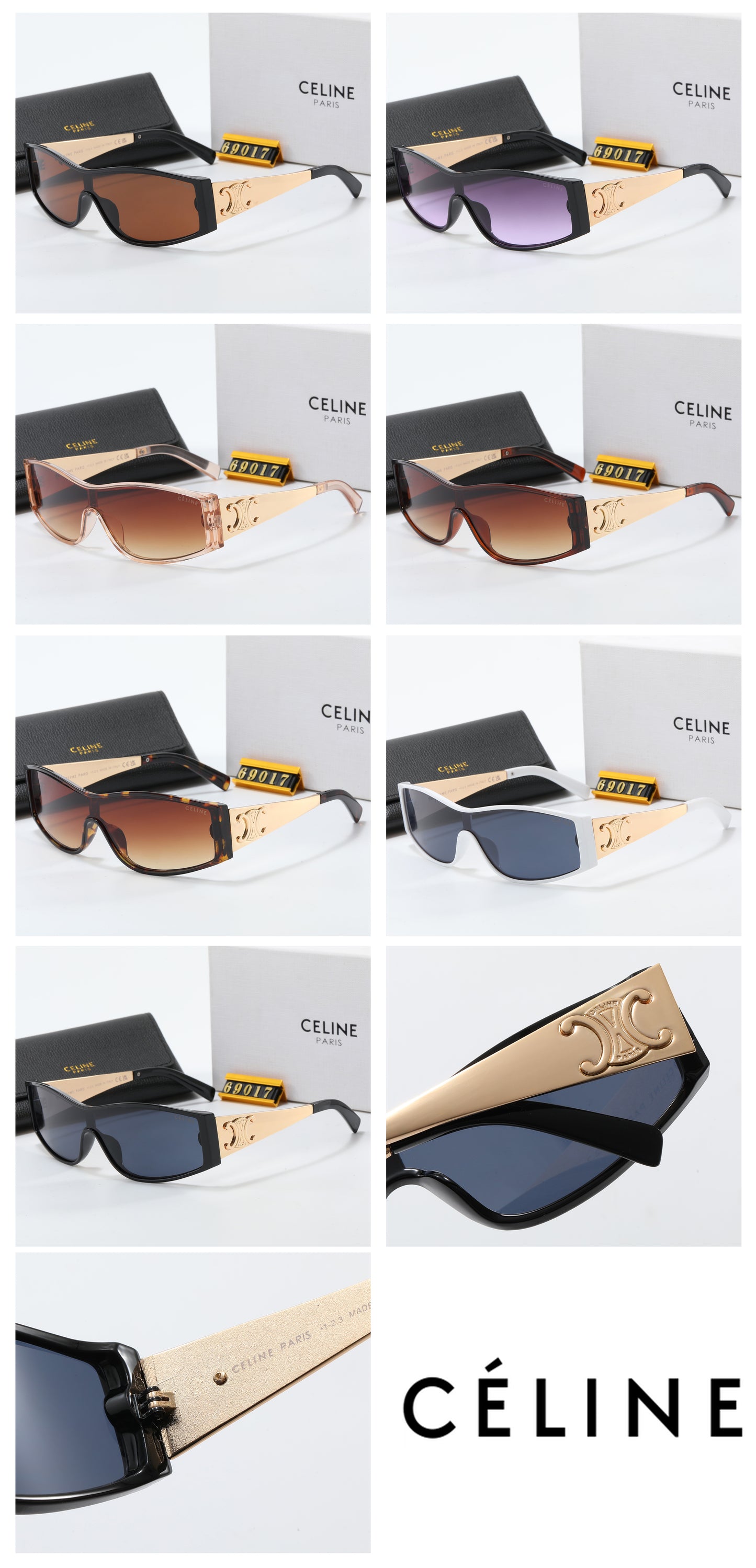 7 colors new integrated lens metal frame sunglasses 69017