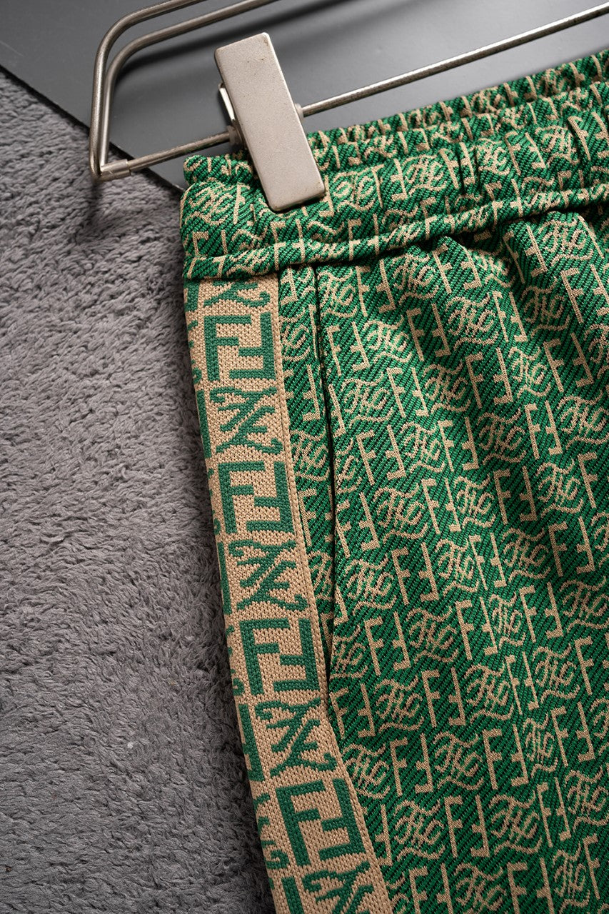 New knitted straight stripe patchwork shorts