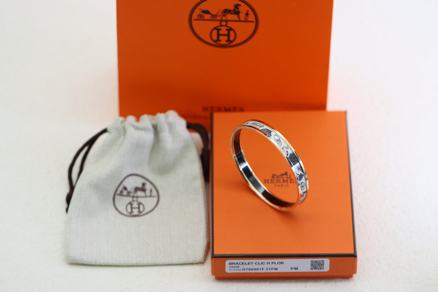 Shima Cream White Rabbit Enamel BraceletShima Cream White Rabbit Enamel Bracelet
