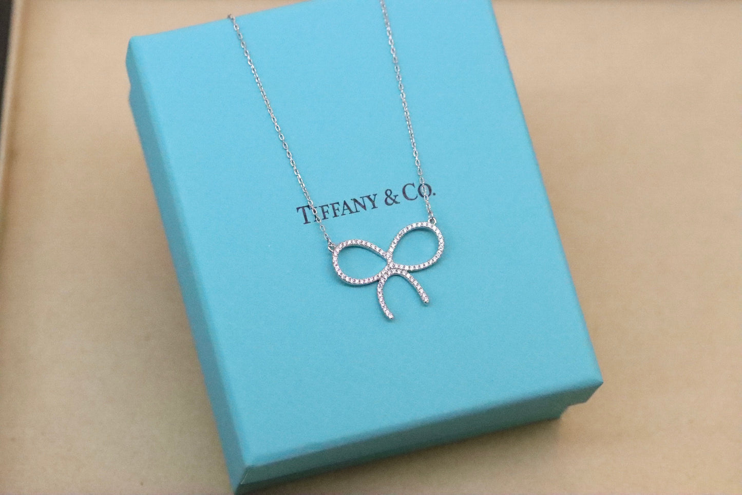 Silver Bow Diamond Clavicle Necklac