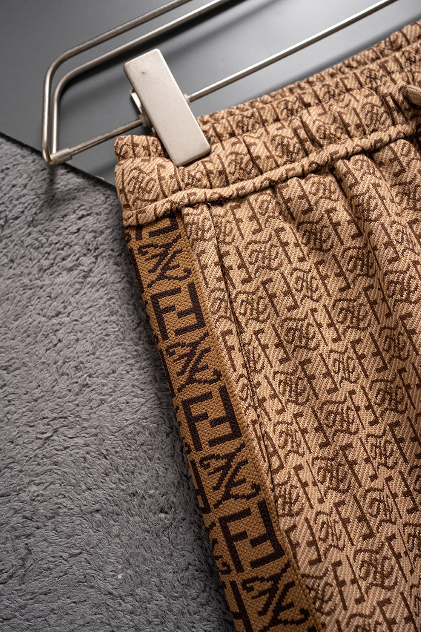 New knitted straight stripe patchwork shorts