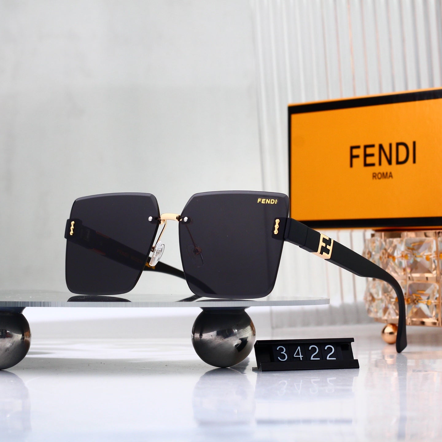 Frameless Square Metal Gradient Sunglasses