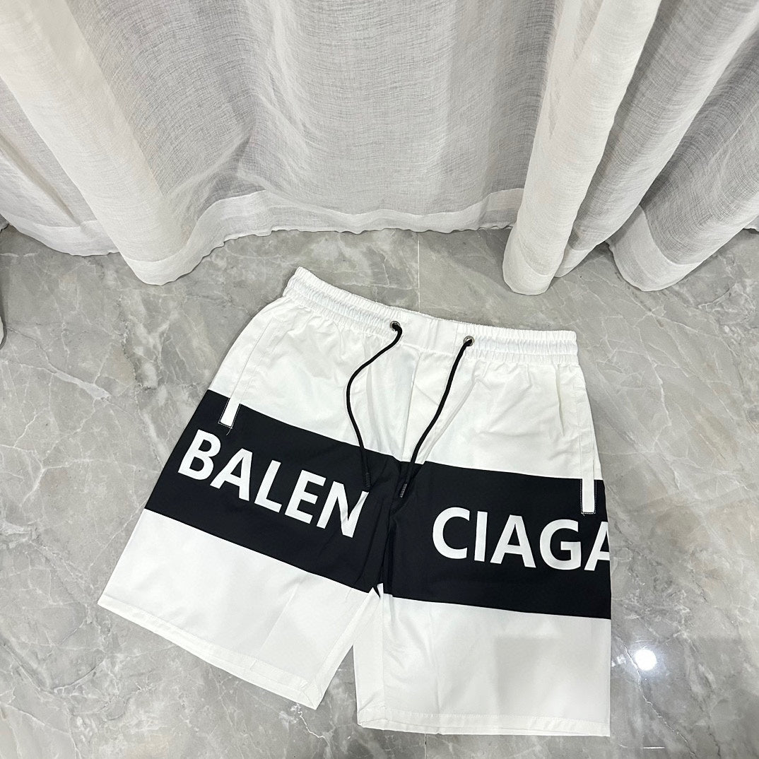 Black and white quick-drying beach shorts