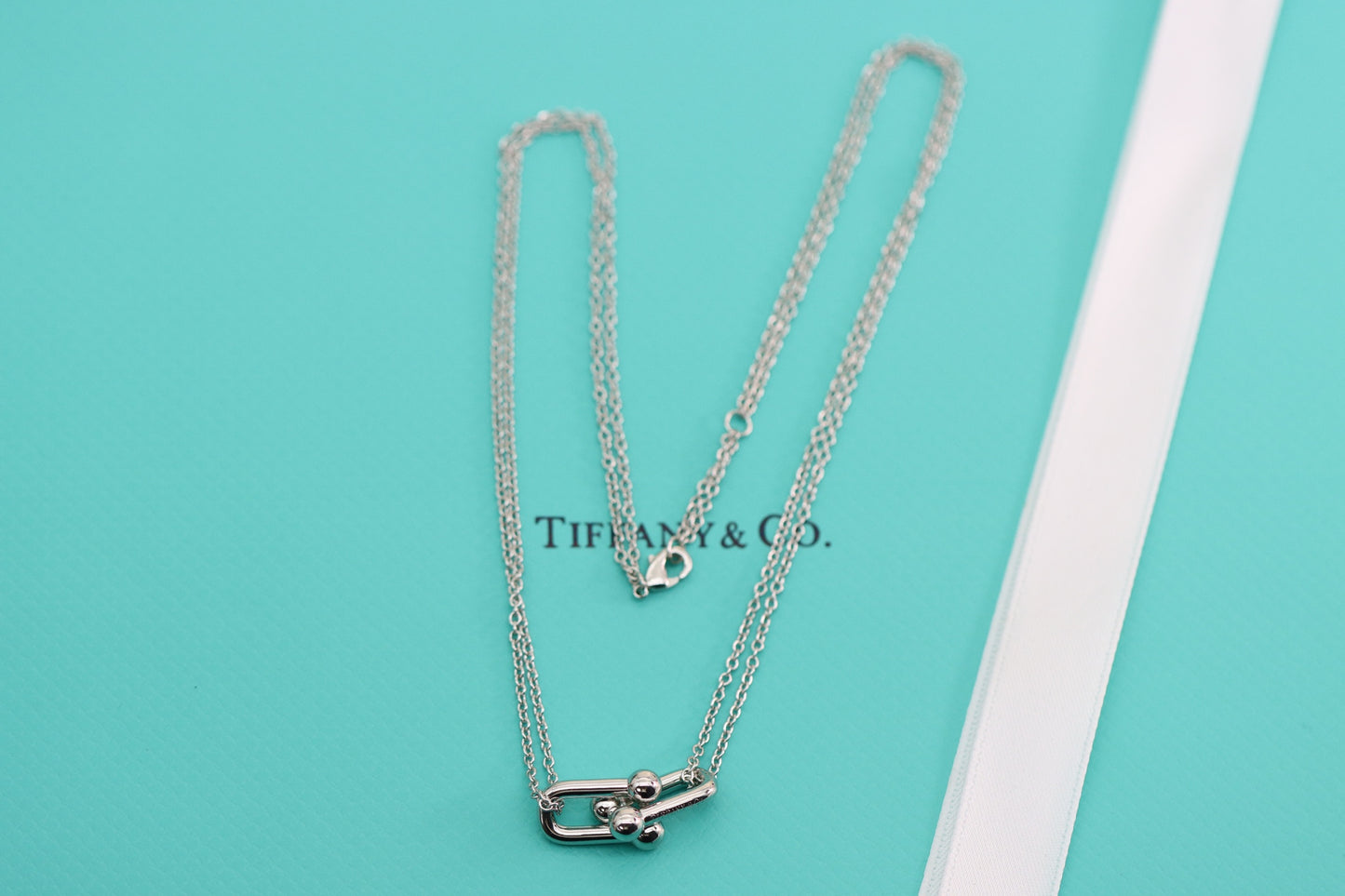 U-shaped double chain necklace