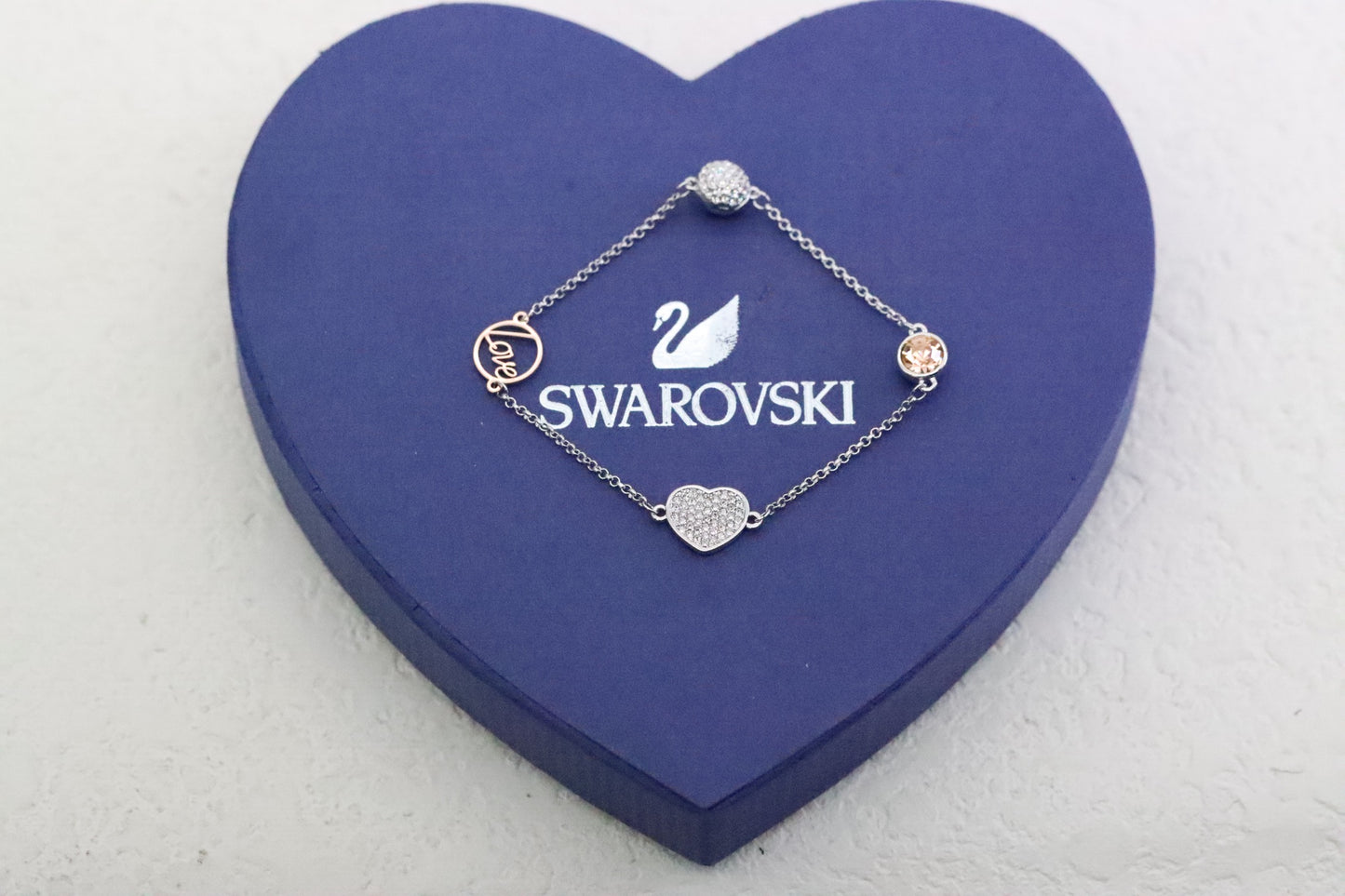 Silver Diamond Heart Magnetic Bracelet