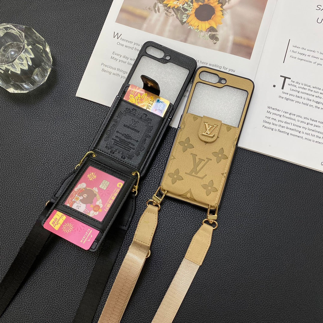 Rivet Leather Card Crossbody Case for Galaxy Z Flip